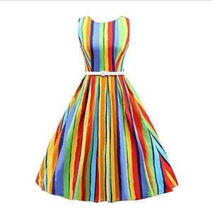 Vintage-Like Rainbow Swing Dress cocktail